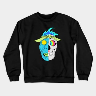 Dope half face and half skull face illustration Crewneck Sweatshirt